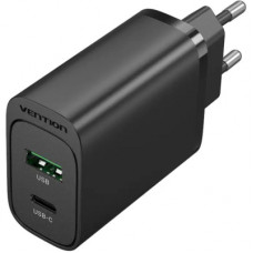 Зарядний пристрій Vention 2xUSB 38W (USB-C+USB-A) PD+QC3.0 black (FBIB0-EU)