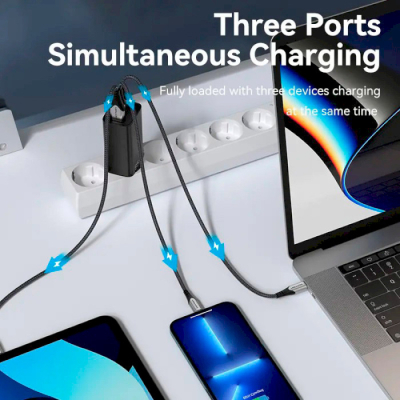 Зарядний пристрій Vention 3xUSB 65W (2xUSB-C+USB-A) PD3.0+QC4.0 black (FEDB0-EU)