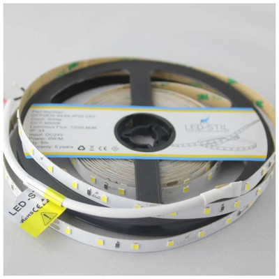 Світлодіодна стрічка LED-STIL 6000K 6 Вт/м 2835 64 діода IP33 24 Вольта 1000 lm холодне світло (DFP2835-64A6-IP33-24V)