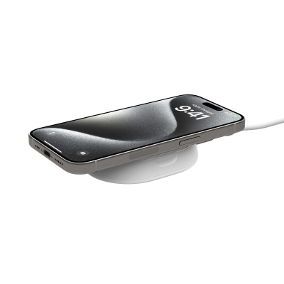 Зарядний пристрій Belkin 15W Magnetic Stand Qi2 white (WIA008BTWH)
