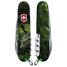 Ніж Victorinox Huntsman Zodiac 91 мм Зелений дерев'яний дракон (1.3713.3_Z3240p)