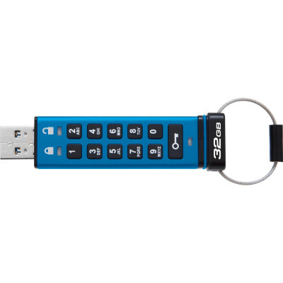 USB флеш накопичувач Kingston 32GB IronKey Keypad 200 AES-256 Encrypted Blue USB 3.2 (IKKP200/32GB)