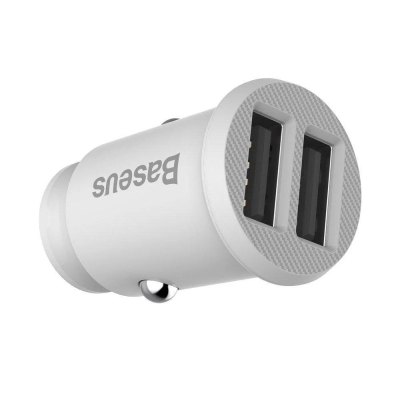 Зарядний пристрій Baseus Grain Metal 3.1A/2USB White (CCALL-ML02)