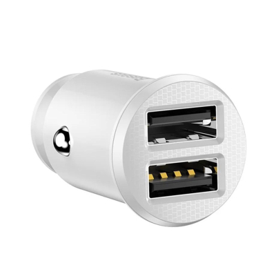 Зарядний пристрій Baseus Grain Metal 3.1A/2USB White (CCALL-ML02)