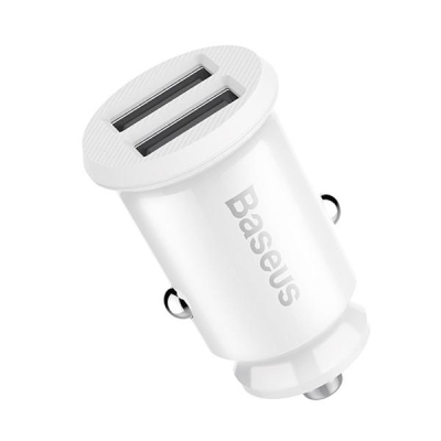 Зарядний пристрій Baseus Grain Metal 3.1A/2USB White (CCALL-ML02)