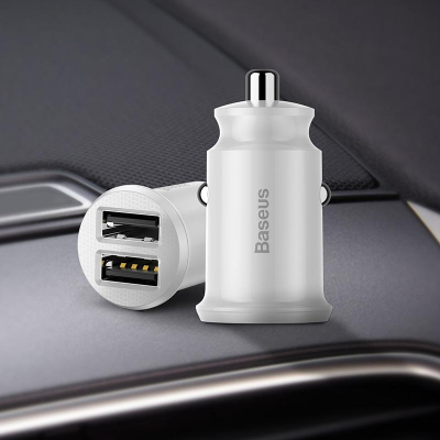 Зарядний пристрій Baseus Grain Metal 3.1A/2USB White (CCALL-ML02)
