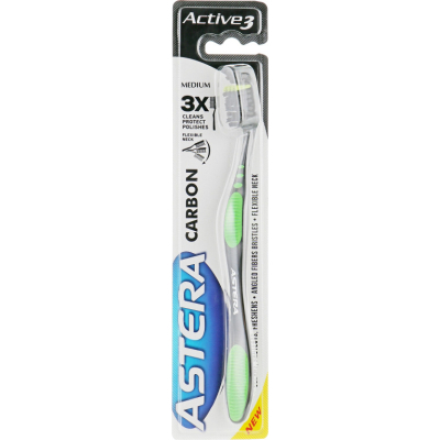 Зубна щітка Astera Active 3 Carbon Medium Середньої жорсткості (3800013519998)