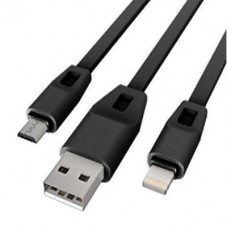 Дата кабель USB 2.0 AM to Lightning + Micro 5P 1.0m 2А (DR-1622) (Black) Drobak (219093)