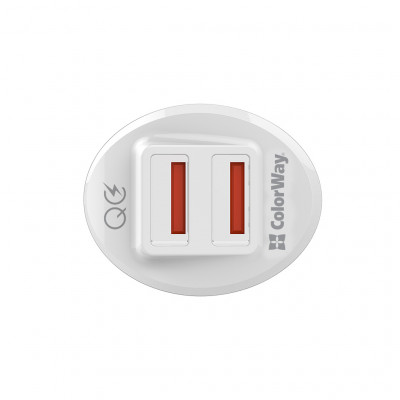 Зарядний пристрій ColorWay 2USB Quick Charge 3.0 (36W (CW-CHA011Q-WT)