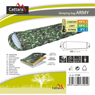 Спальний мішок Cattara Army Камуфляж 5-15C Правий (13404)