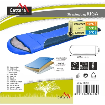 Спальний мішок Cattara Riga Синій 0-10C Правий (13403)