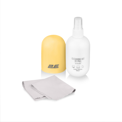 Спрей для очищення 2E PILL 140ml for office equipment +Microfibre 20 cm, white-yellow (2E-SK140YW)