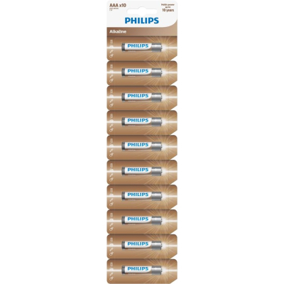 Батарейка Philips AАА Entry Alkaline, лужна, стрічка 10 шт (LR03AL10S/10)