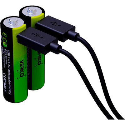 Акумулятор Verico AA USB Type-C 1700mAh 1.5V Li-ion * 2 (LoopEnergy) (1UDBT-A1WEA2-NN)