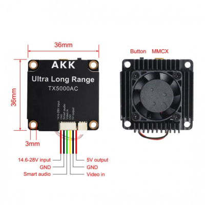 Відеопередавач (VTX) AKK AKK Ultra Long Range 5W 4.9G-6G 96CH (TX5000AC)