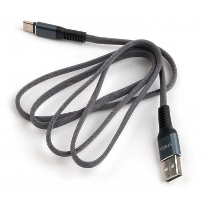 Дата кабель USB 2.0 AM to Type-C 1m flat nylon gray Vinga (VCPDCTCFNB1GR)