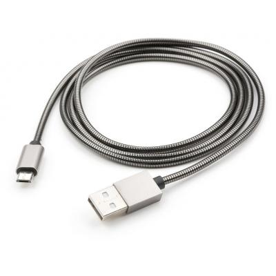 Дата кабель USB 2.0 AM to Micro 5P 1m stainless steel gray Vinga (VCPDCMSSJ1GR)