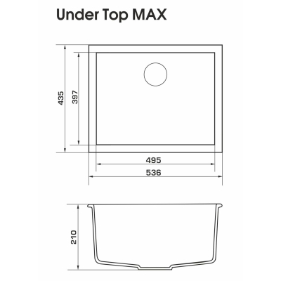 Мийка кухонна GRANADO UNDER TOP MAX black shine (gr3001)