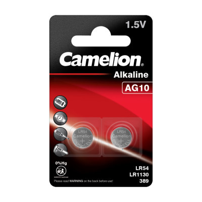 Батарейка AG10 / LR54 Alkaline * 2 Camelion (AG10-BP2)