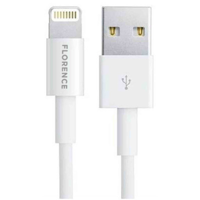 Зарядний пристрій Florence 1USB 2A + Lightning cable white (FL-1020-WL)