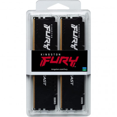 Модуль пам'яті для комп'ютера DDR5 16GB (2x8GB) 5600 MHz Beast Black Kingston Fury (ex.HyperX) (KF556C40BBK2-16)