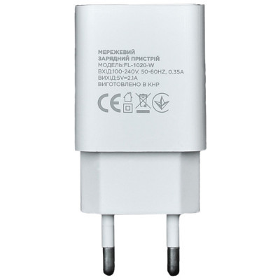 Зарядний пристрій Florence 1USB 2A White (FL-1020-W)