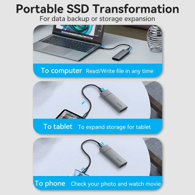 Кишеня зовнішня Vention SSD M.2 (NVME) M-key USB Type-C 3.2 gray (KPGH0)