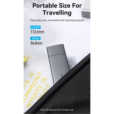 Кишеня зовнішня Vention SSD M.2 (NVME) M-key USB Type-C 3.2 gray (KPGH0)