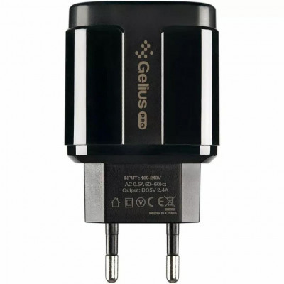 Зарядний пристрій Gelius Pro Avangard GP-HC06 2USB 2.4A + Cable iPhone X Black (00000075587)