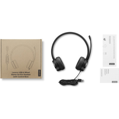 Навушники Lenovo USB-A Wired Stereo On-Ear Black (4XD1K18260)