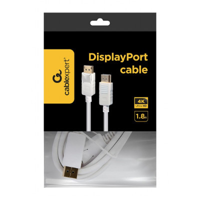 Кабель мультимедійний DisplayPort to DisplayPort 1.8m V1.2 Cablexpert (CC-DP2-6-W)