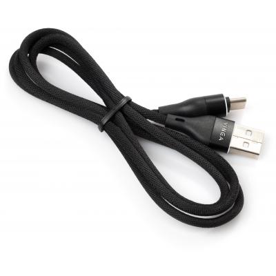 Дата кабель USB 2.0 AM to Type-C 1.0m cylindric nylon back Vinga (VCPDCTCCANB1BK)