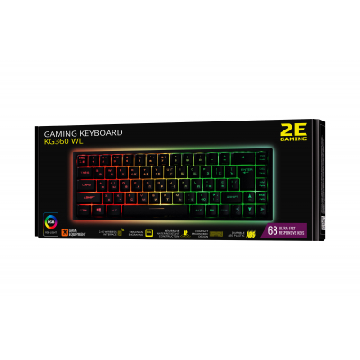 Клавіатура 2E GAMING KG360 RGB 68key Wireless Black (2E-KG360UBK)