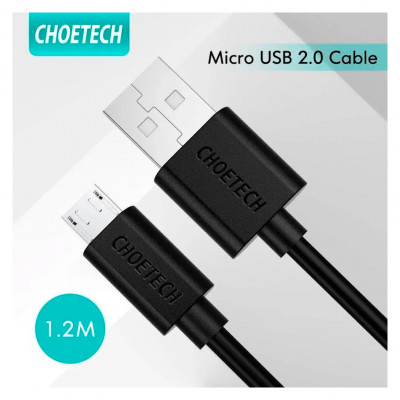 Дата кабель USB 2.0 AM to Micro 5P 1.2m 2.4A PVC Choetech (AB003)