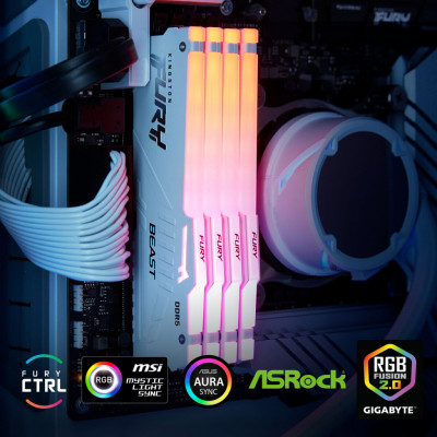 Модуль пам'яті для комп'ютера DDR5 16GB 6000 MHz Beast RGB EXPO White Kingston Fury (ex.HyperX) (KF560C36BWEA-16)
