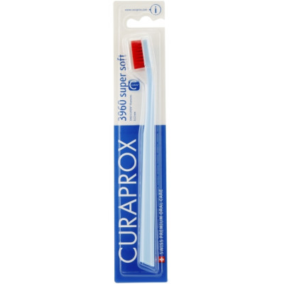 Зубна щітка Curaprox CS 3960 Super Soft Суперм'яка D 0.12 мм Блакитна з червоною щетиною (CS 3960-03)