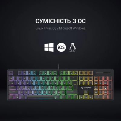 Клавіатура GamePro MK85B Blue Switch RGB USB Black (MK85B)