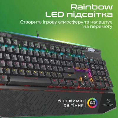 Клавіатура Vertux Tungsten USB Black (tungsten.black)