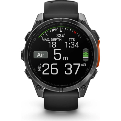 Смарт-годинник Garmin fenix 8 47mm, AMOLED, Glass/SS, SlateGray Steel/Black, BlkBnd, GPS (010-02904-00)