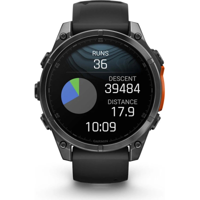 Смарт-годинник Garmin fenix 8 47mm, AMOLED, Glass/SS, SlateGray Steel/Black, BlkBnd, GPS (010-02904-00)