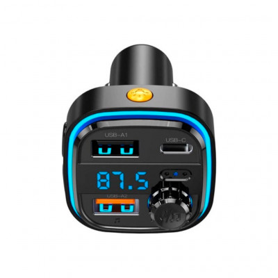 FM модулятор XO BCC08 автомобільний зарядний пристрій MP3/PD/2USB/3,1A Чорни (XO-BCC08)