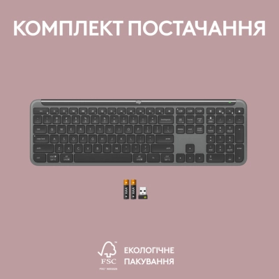 Клавіатура Logitech K950 Bluetooth/Wireless UA Graphite (920-012465)