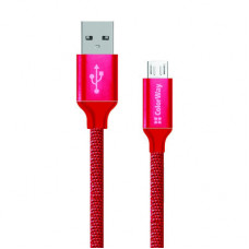 Дата кабель Кабель Colorway USB - МicroUSB 2.1А 1м червоний ColorWay (CW-CBUM002-RD)