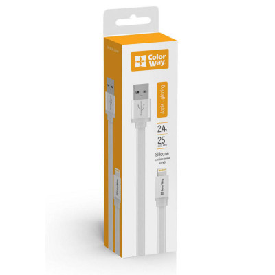 Дата кабель USB 2.0 AM to Lightning 0.25m white ColorWay (CW-CBUM-LM25W)