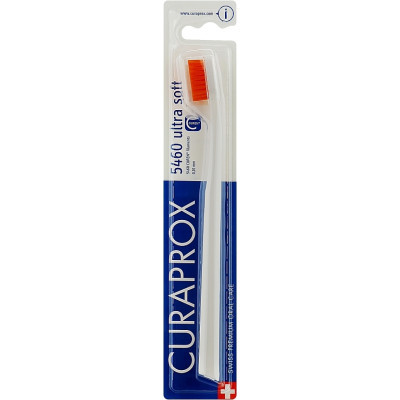 Зубна щітка Curaprox CS 5460 Ultra Soft Ультрам'яка D 0.10 мм Біла з помаранчевою щетиною (CS 5460-16)