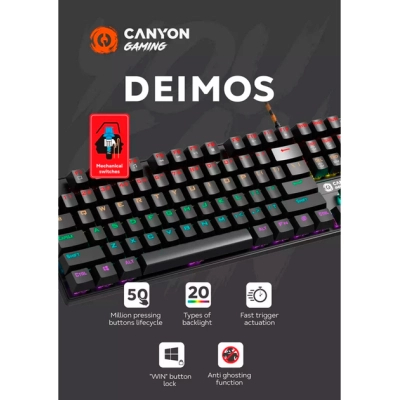 Клавіатура Canyon Deimos GK-4 Rainbow LED USB UA Black (CND-SKB4-US)