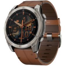 Смарт-годинник Garmin fenix 8 51mm,AMOLED,Sapphire, Bare Ti, Blk/Chsnt Lthr (010-02905-40)