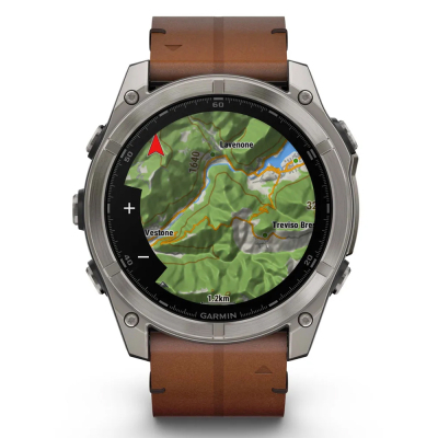 Смарт-годинник Garmin fenix 8 51mm,AMOLED,Sapphire, Bare Ti, Blk/Chsnt Lthr (010-02905-40)