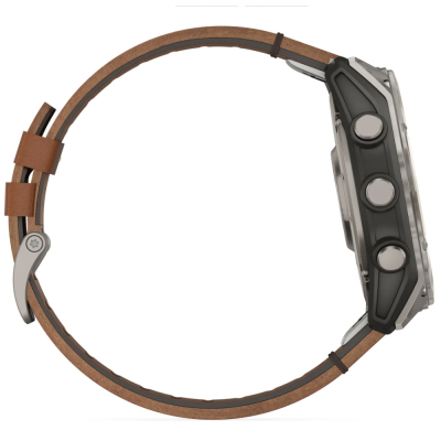 Смарт-годинник Garmin fenix 8 51mm,AMOLED,Sapphire, Bare Ti, Blk/Chsnt Lthr (010-02905-40)
