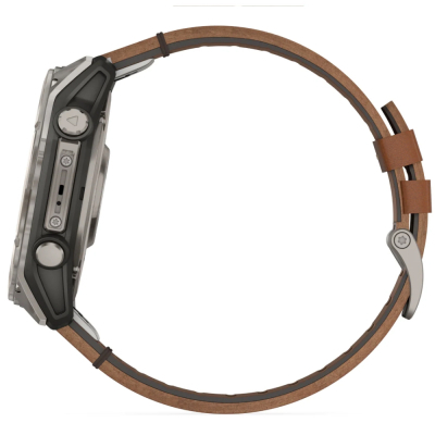 Смарт-годинник Garmin fenix 8 51mm,AMOLED,Sapphire, Bare Ti, Blk/Chsnt Lthr (010-02905-40)